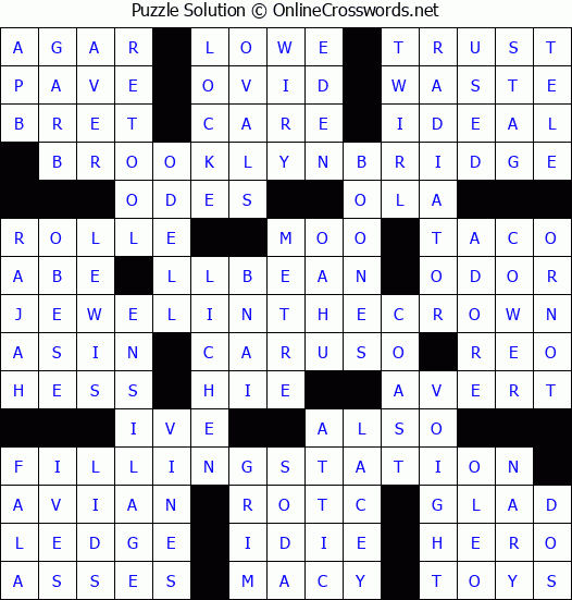 Solution for Crossword Puzzle #4610