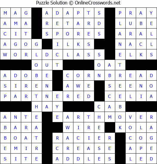 Solution for Crossword Puzzle #4611