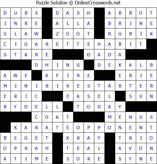 Solution for Crossword Puzzle #4612