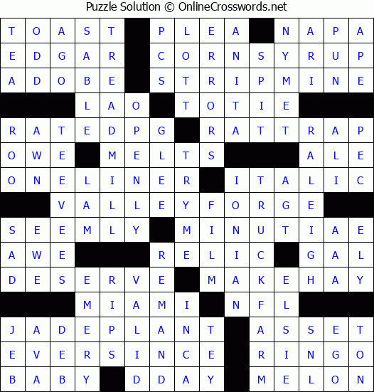 Solution for Crossword Puzzle #4614