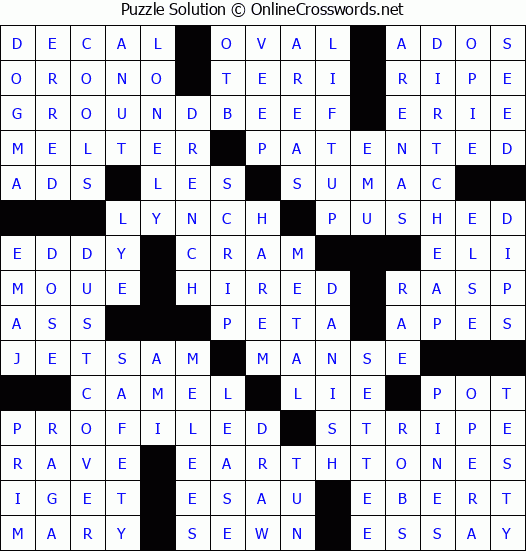 Solution for Crossword Puzzle #4615