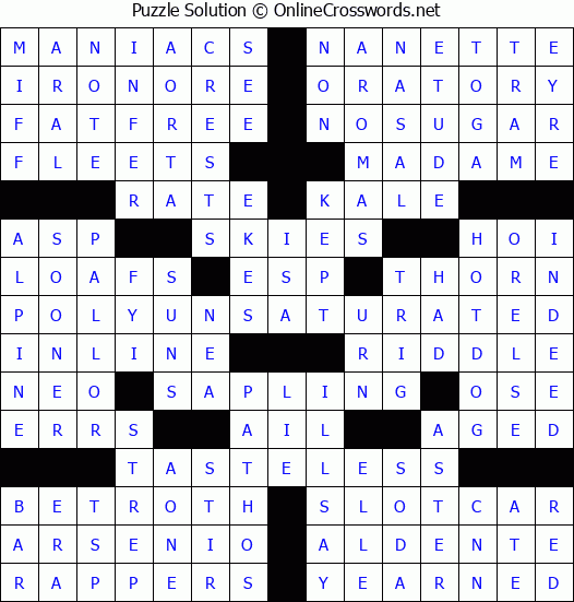 Solution for Crossword Puzzle #4617