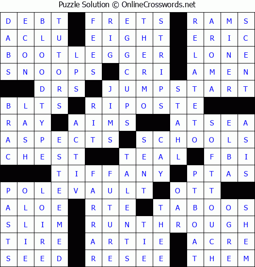 Solution for Crossword Puzzle #4619