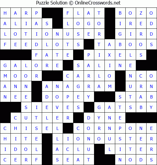 Solution for Crossword Puzzle #4620
