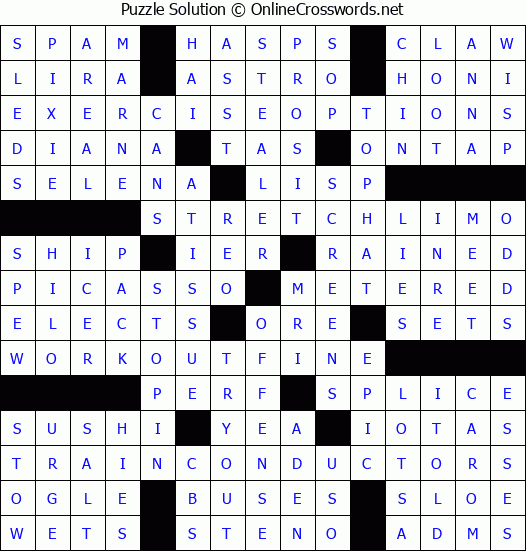 Solution for Crossword Puzzle #4624