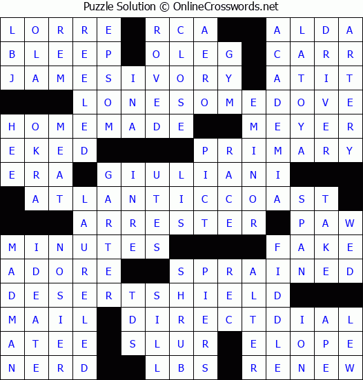 Solution for Crossword Puzzle #4625