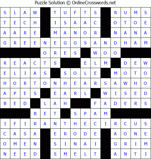 Solution for Crossword Puzzle #4627