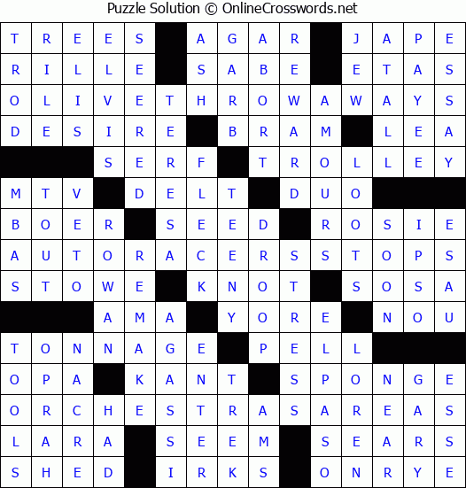 Solution for Crossword Puzzle #4629