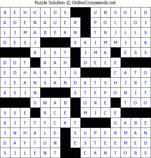 Solution for Crossword Puzzle #4630
