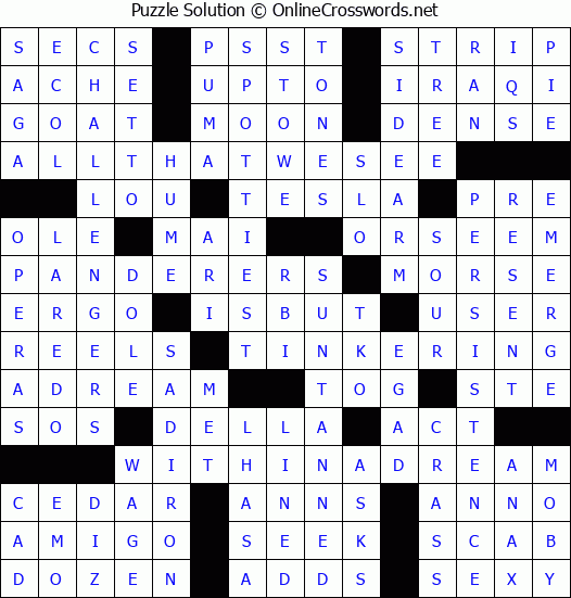Solution for Crossword Puzzle #4631
