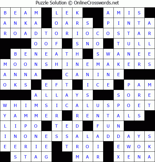 Solution for Crossword Puzzle #4633