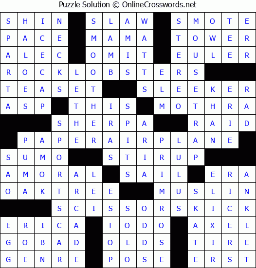 Solution for Crossword Puzzle #4634