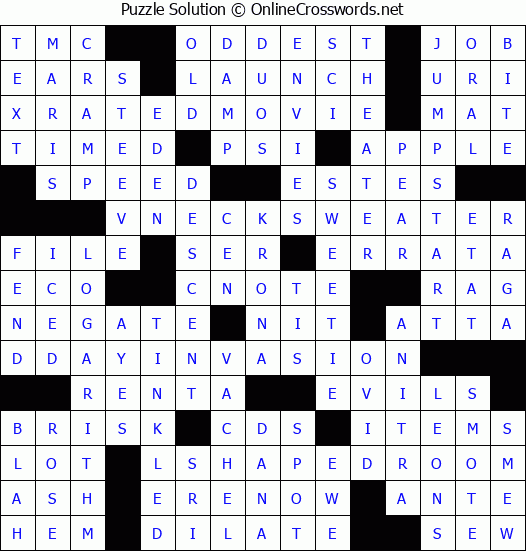 Solution for Crossword Puzzle #4635