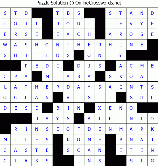 Solution for Crossword Puzzle #4636