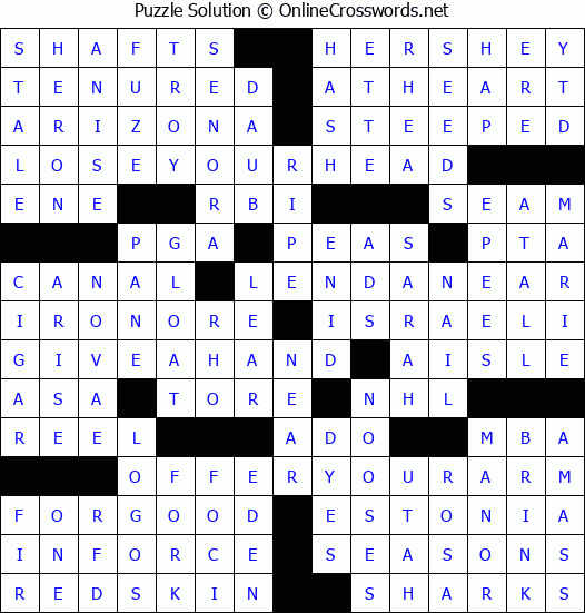 Solution for Crossword Puzzle #4637