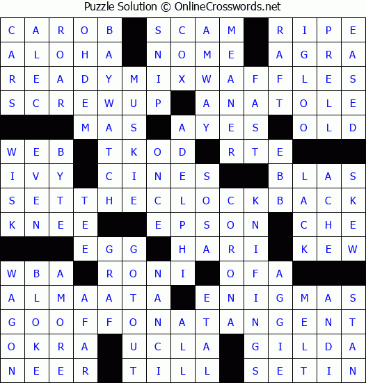 Solution for Crossword Puzzle #4639
