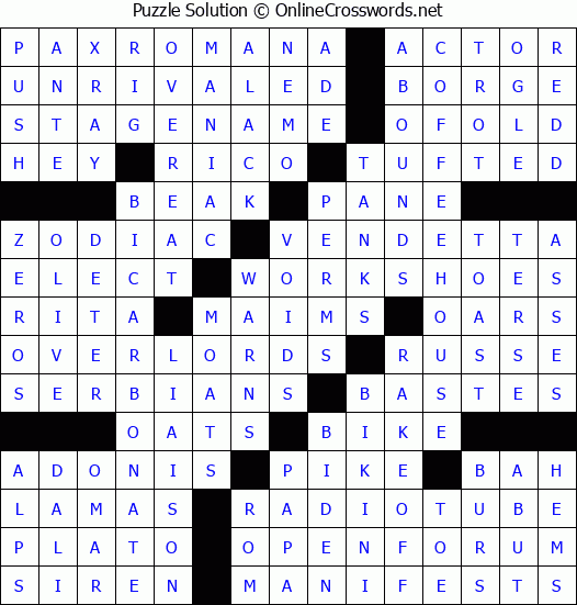 Solution for Crossword Puzzle #4640