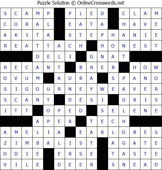 Solution for Crossword Puzzle #4644