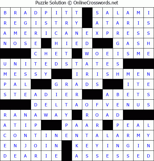 Solution for Crossword Puzzle #4648