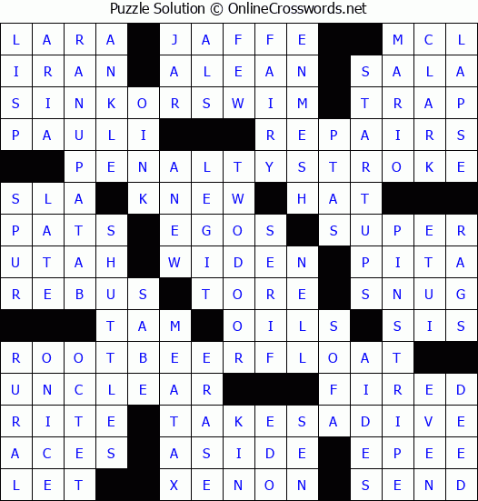 Solution for Crossword Puzzle #4649