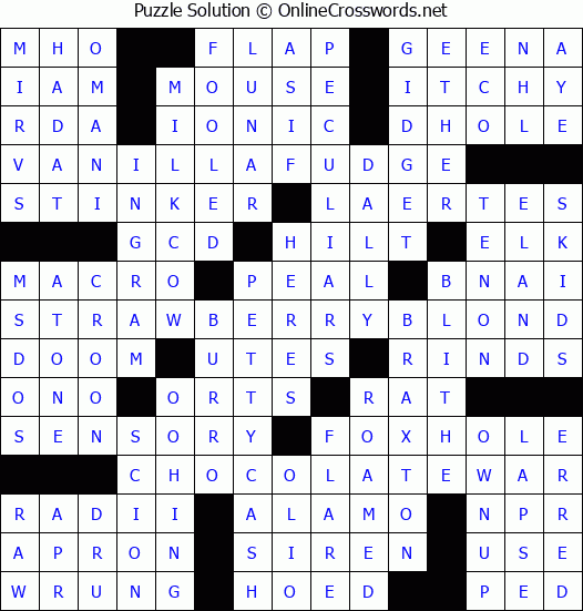 Solution for Crossword Puzzle #4652
