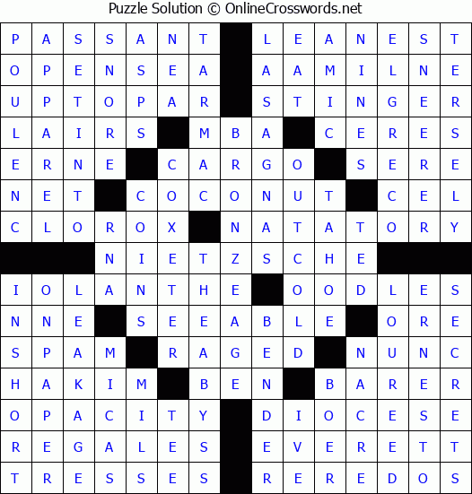 Solution for Crossword Puzzle #4654