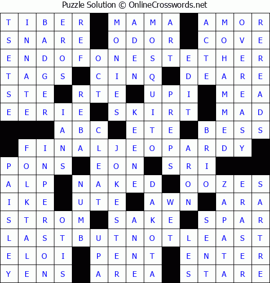 Solution for Crossword Puzzle #4657