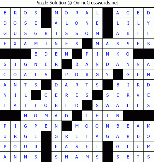 Solution for Crossword Puzzle #4660