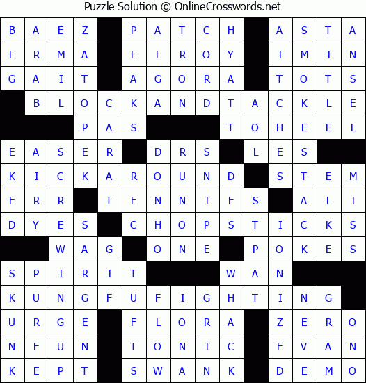 Solution for Crossword Puzzle #4665