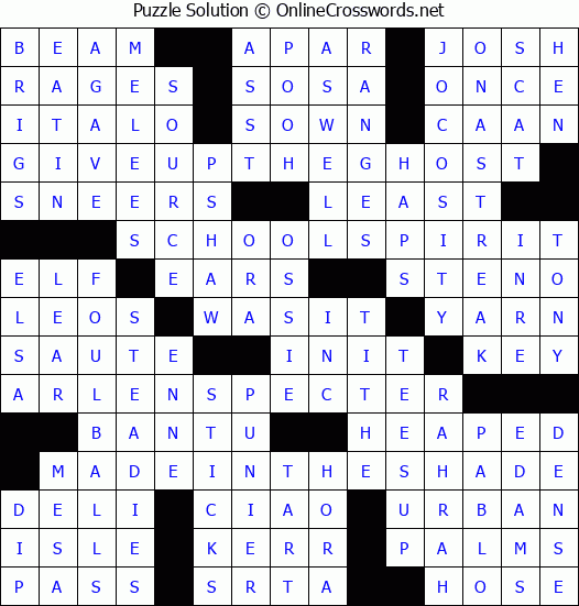 Solution for Crossword Puzzle #4667