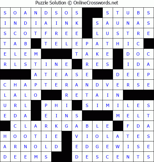 Solution for Crossword Puzzle #4668
