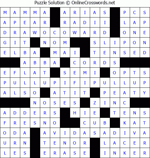 Solution for Crossword Puzzle #4672