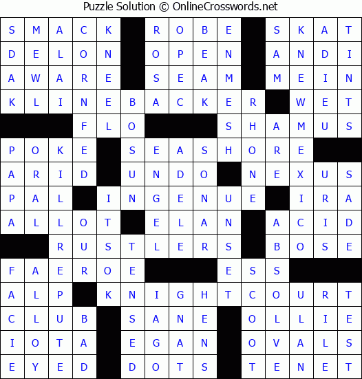 Solution for Crossword Puzzle #4673