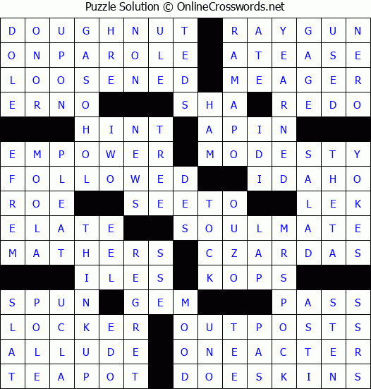 Solution for Crossword Puzzle #4676