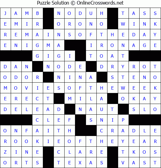 Solution for Crossword Puzzle #4679
