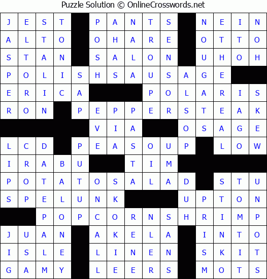 Solution for Crossword Puzzle #4684