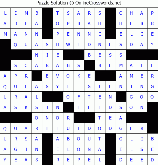 Solution for Crossword Puzzle #4685