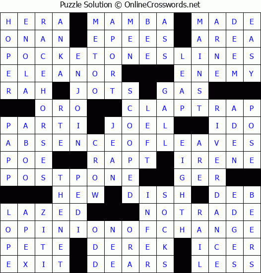 Solution for Crossword Puzzle #4687