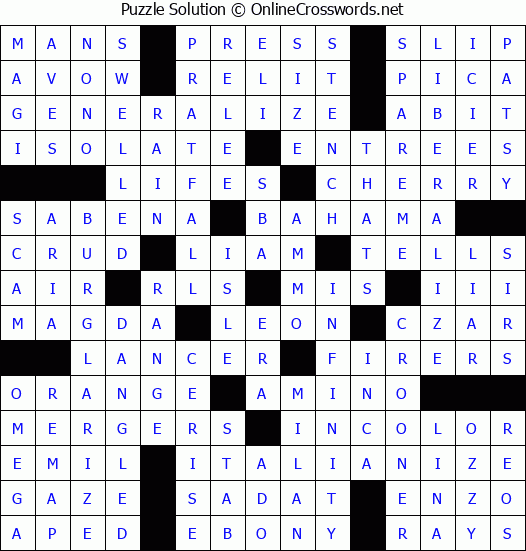 Solution for Crossword Puzzle #4688