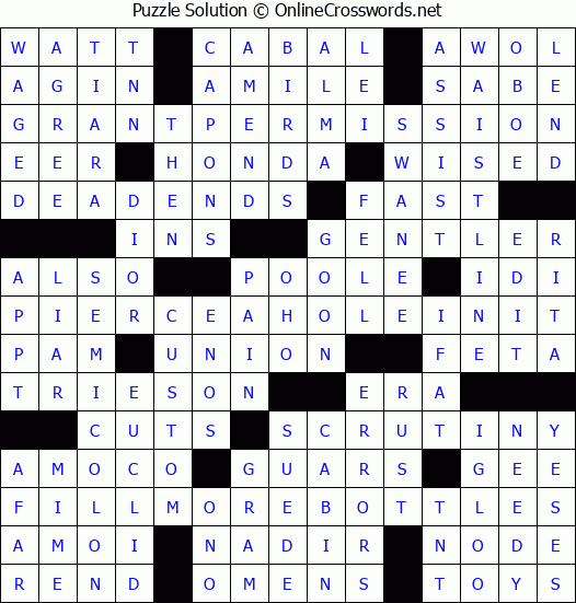 Solution for Crossword Puzzle #4691