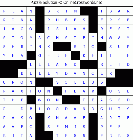 Solution for Crossword Puzzle #4692