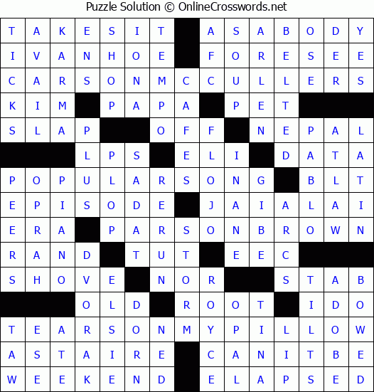 Solution for Crossword Puzzle #4694