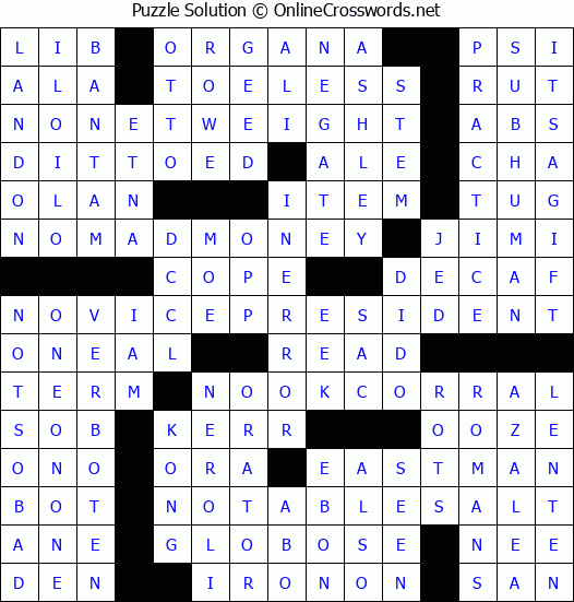 Solution for Crossword Puzzle #4695