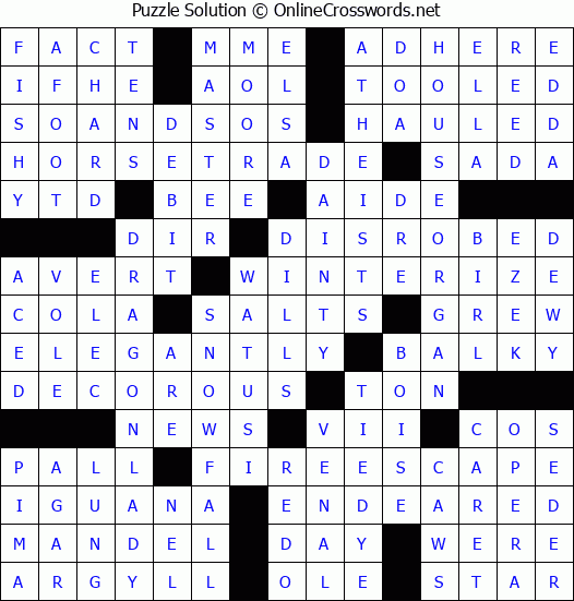 Solution for Crossword Puzzle #4699