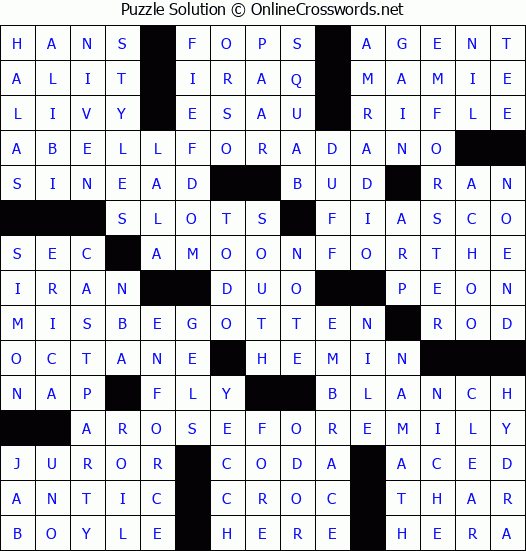 Solution for Crossword Puzzle #4700