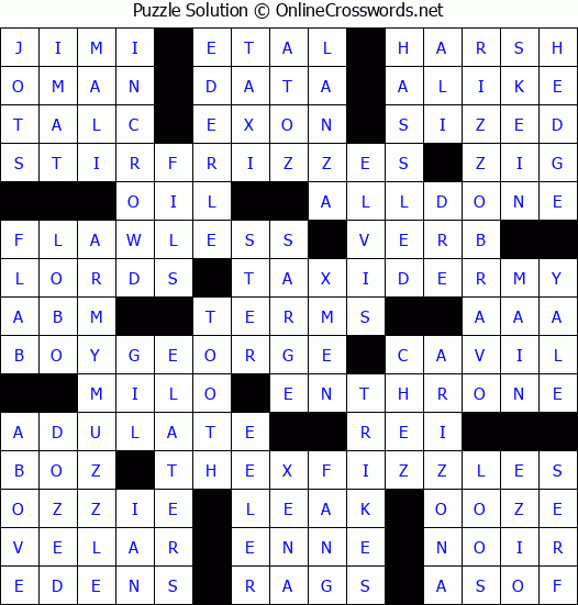 Solution for Crossword Puzzle #4701