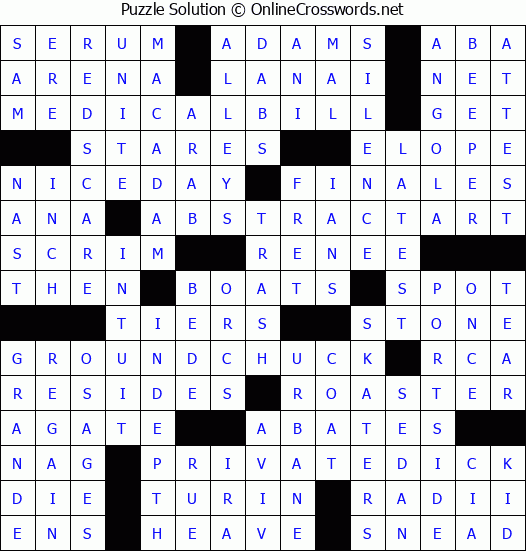Solution for Crossword Puzzle #4702