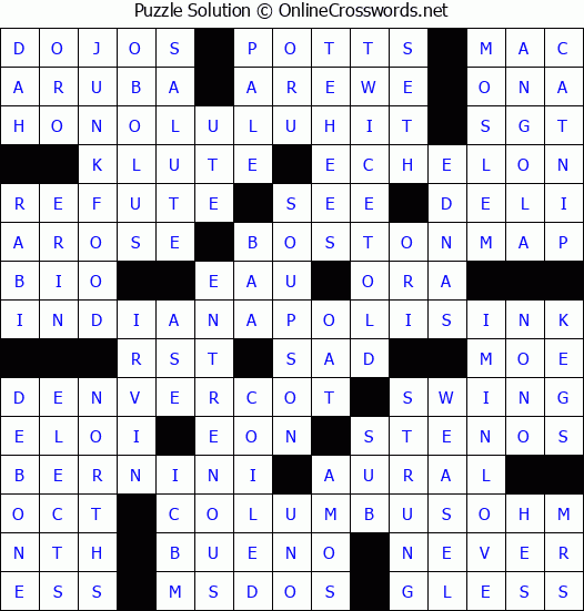 Solution for Crossword Puzzle #4704