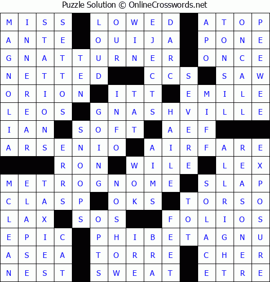 Solution for Crossword Puzzle #4705
