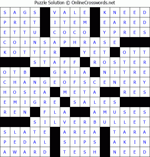 Solution for Crossword Puzzle #4708